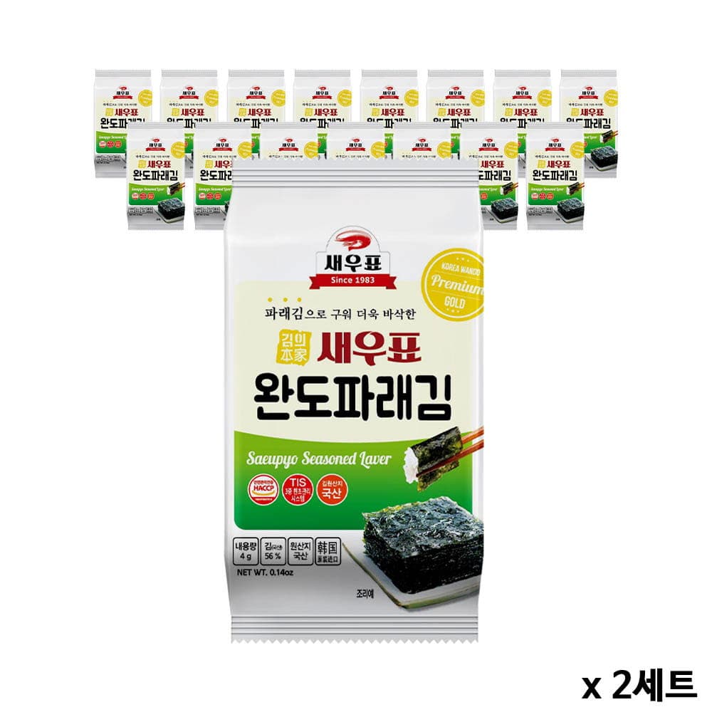 [새우표] 완도 파래 도시락김 4g x 32봉