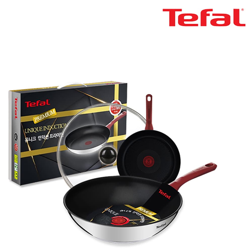 테팔 유니크 인덕션 프리미엄 프라이팬 20cm+멀티팬 28cm+유리뚜껑 CT1-UQFP20W28G