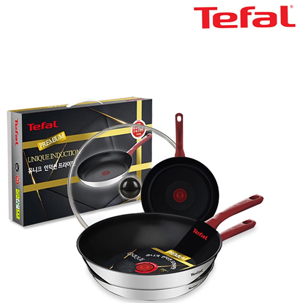 테팔 유니크 인덕션 프리미엄 프라이팬 20cm+26cm+멀티팬 28cm+유리뚜껑 CT1-UQFP2026W28G