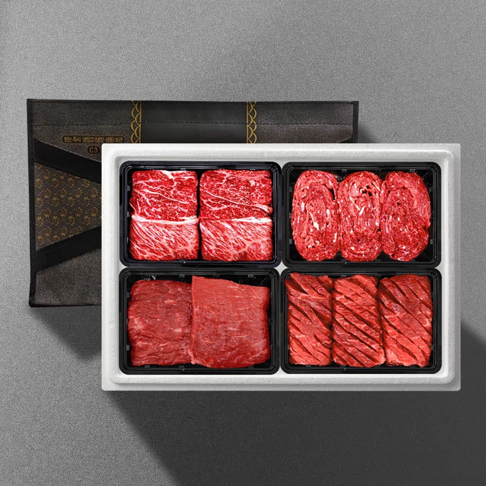 [기품맛담] 1등급 횡성한우 암소명품구이혼합 2.4kg 선물세트2호(꽃6/불6/국6/산6)