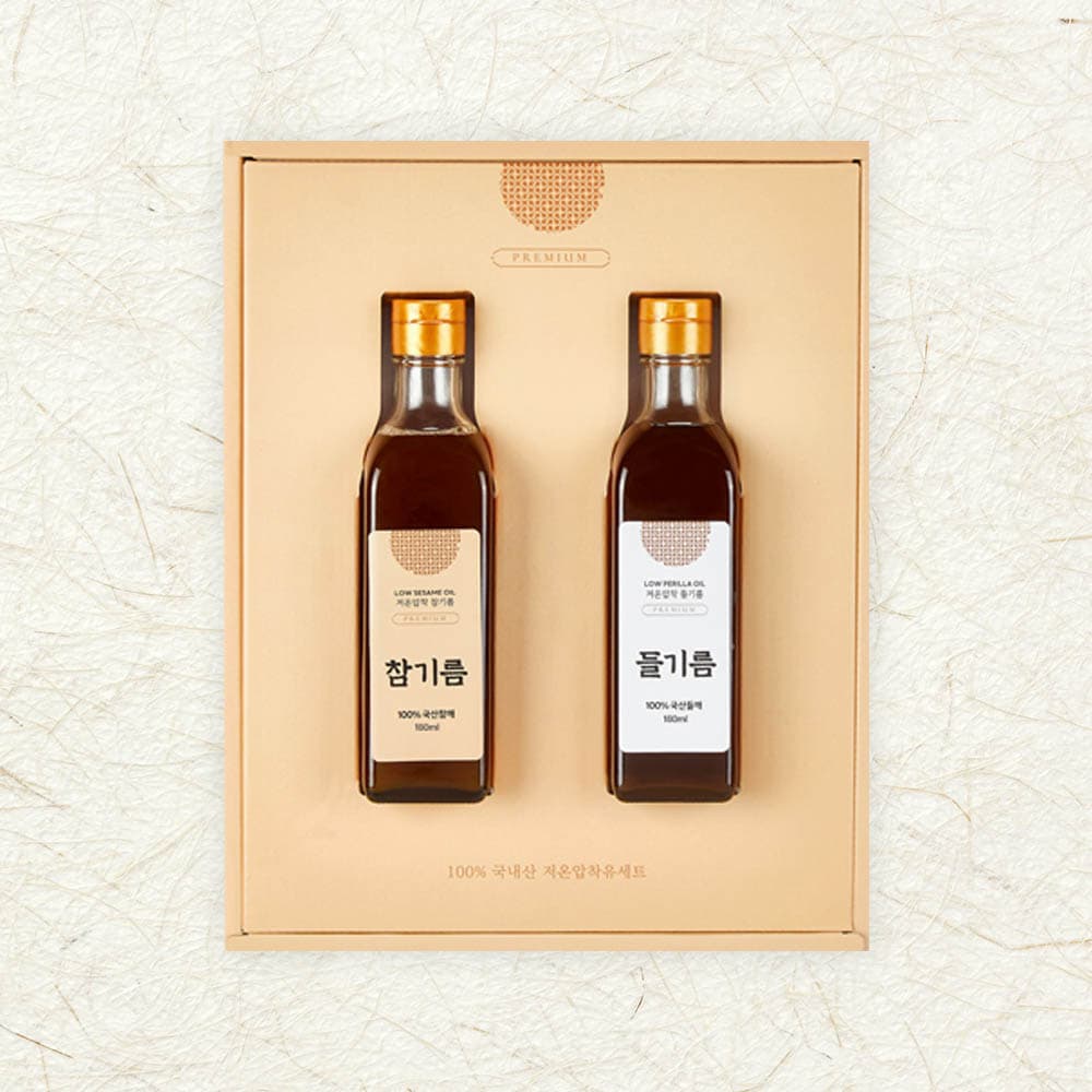 [기품맛담] 국산참기름180ml+국산들기름180ml 선물세트