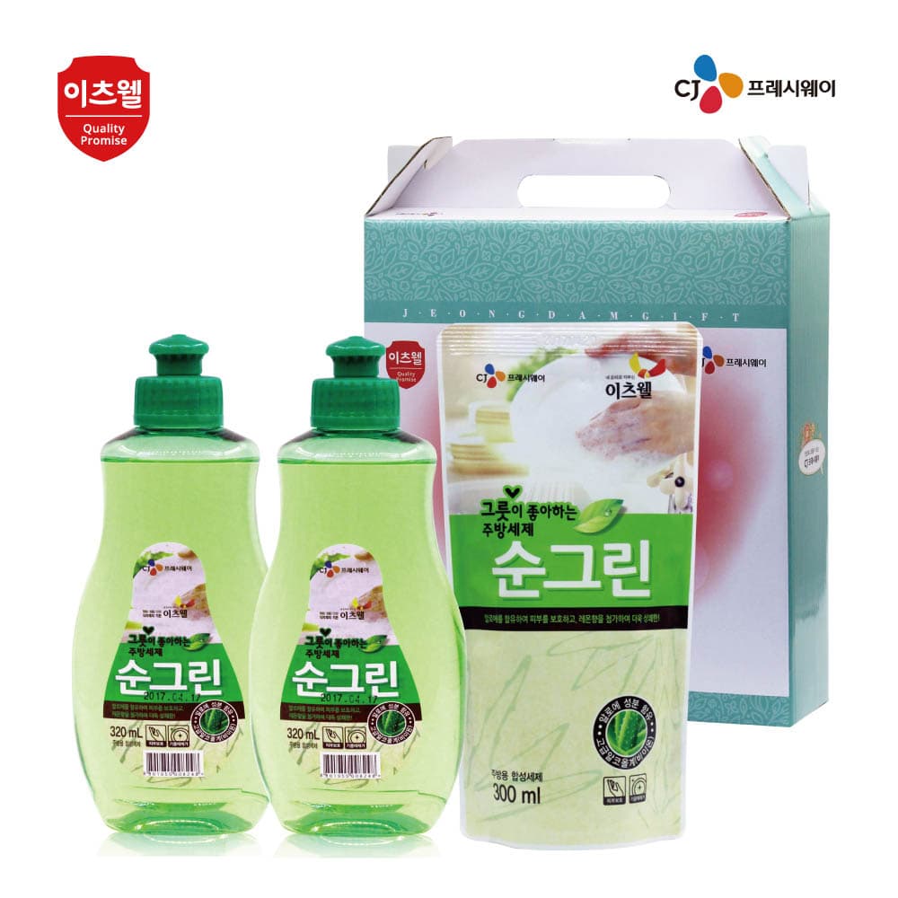 CJ이츠웰 순그린320용기2개,300ml리필 3종세트 00460