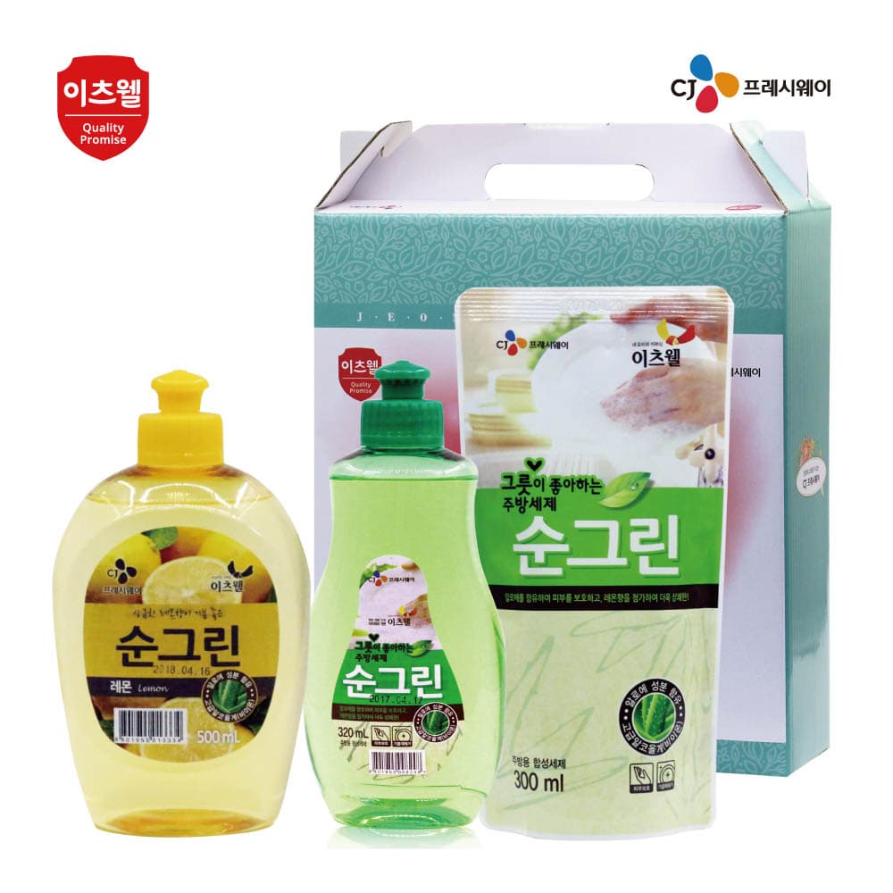 CJ이츠웰 순그린레몬500ml,순그린320ml,순그린리필300ml 3종세트 02035