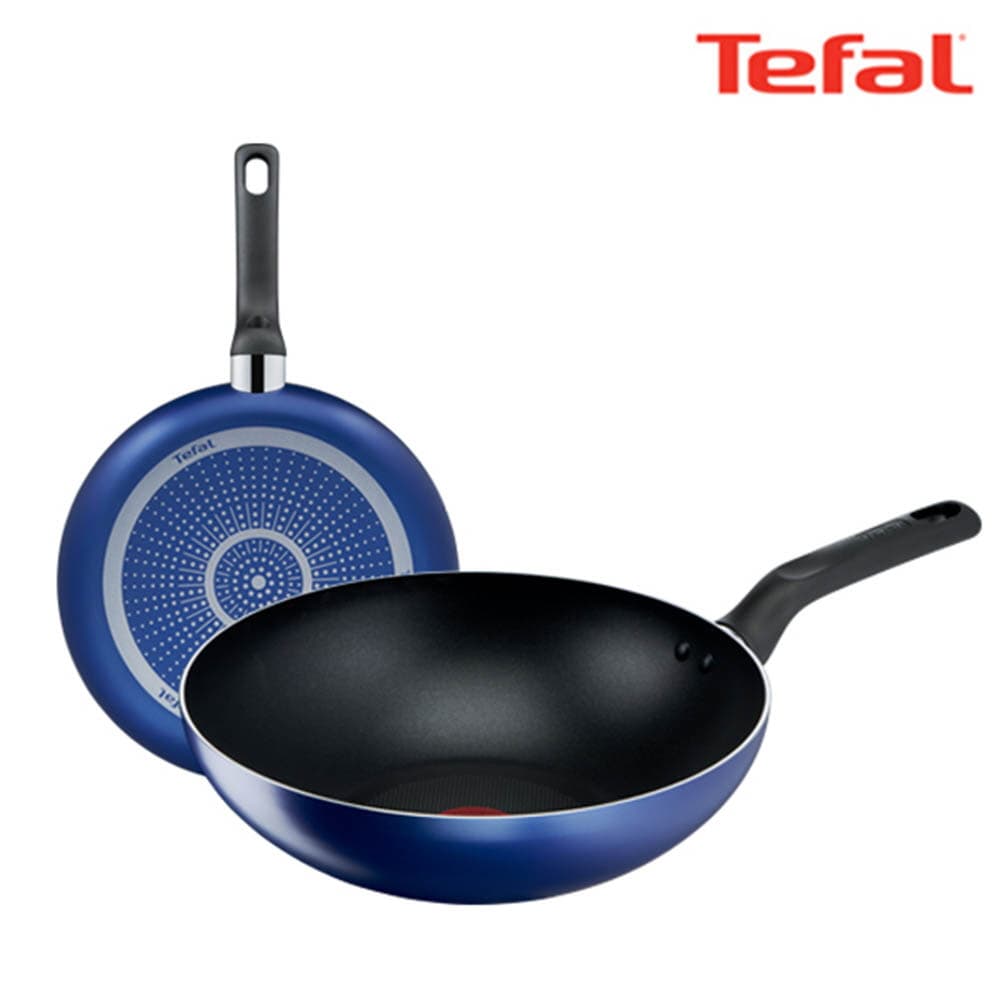 테팔 팬&냄비 PTFE 미드나잇 블루 2종세트 (프라이팬 20cm + 볶음팬 28cm)