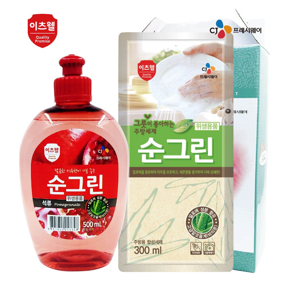 CJ이츠웰 순그린석류500ml,순그린리필300ml 2종세트 00552