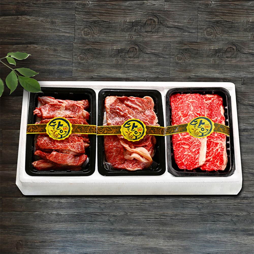 1등급 태백 한우 거세우 고급 선물세트 (안심300g + 채끝300g + 갈비살300g)