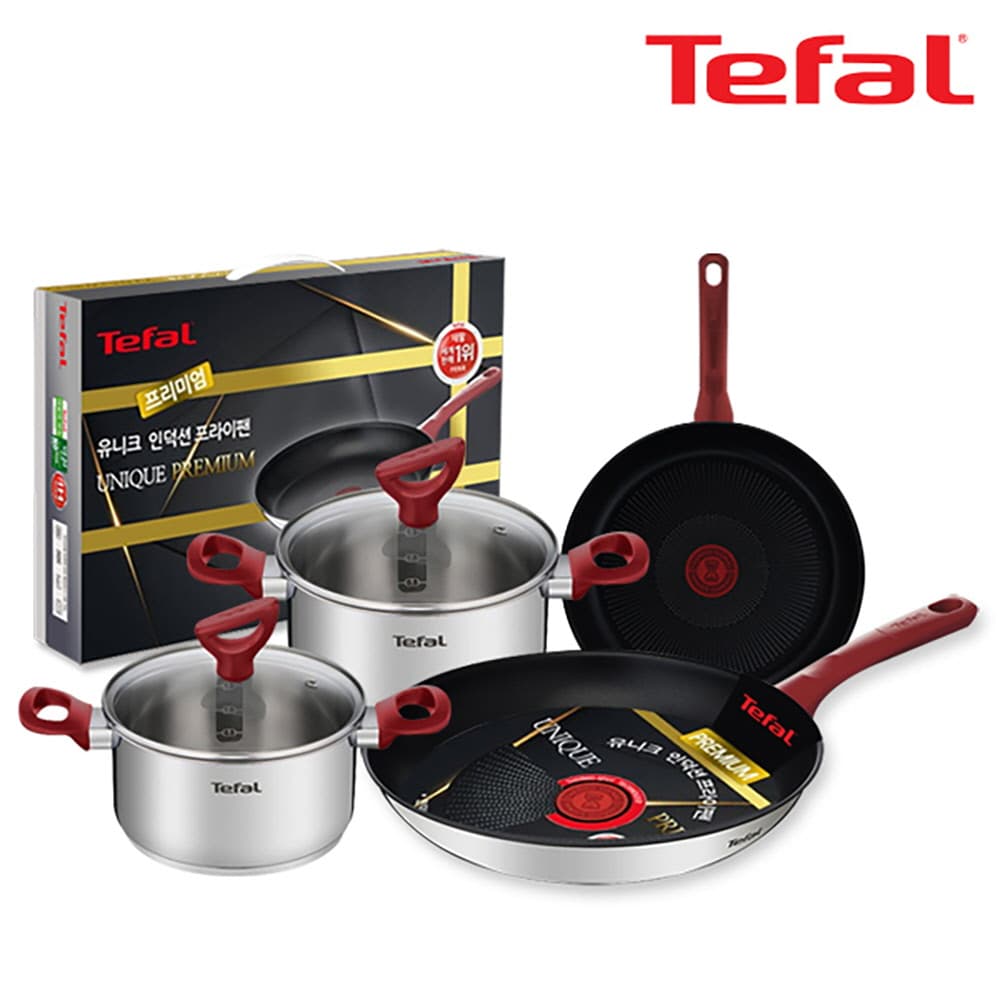 테팔 유니크 인덕션 프리미엄 프라이팬 24cm+28cm+냄비 양수 18cm+20cm CT1-UQFP2428P1820