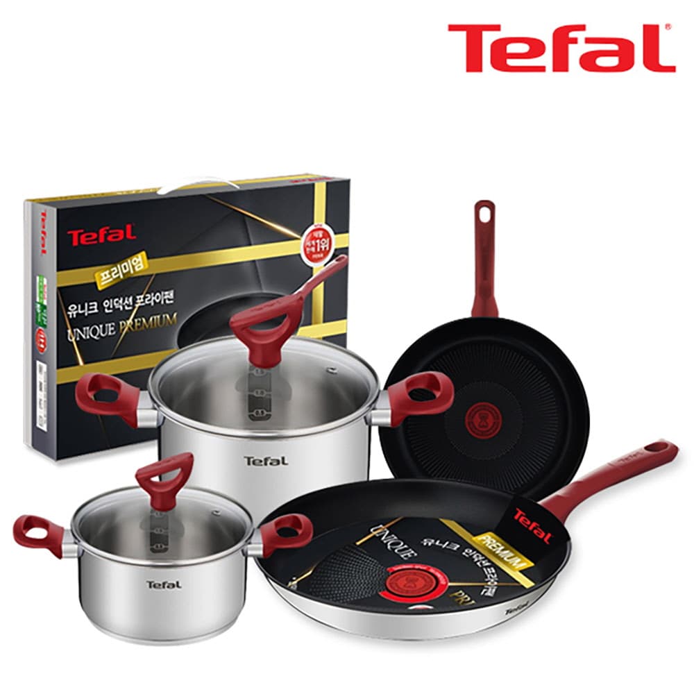 테팔 유니크 인덕션 프리미엄 프라이팬 24cm+28cm+냄비 양수 18cm+24cm CT1-UQFP2428P1824