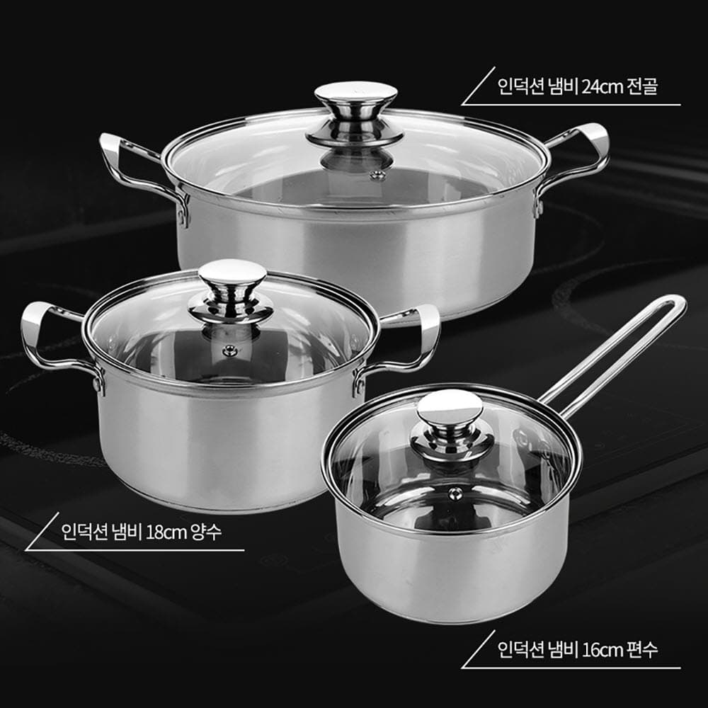 델라고 EF(eco-friendly) 인덕션(IH)겸용 스텐냄비 3종세트
