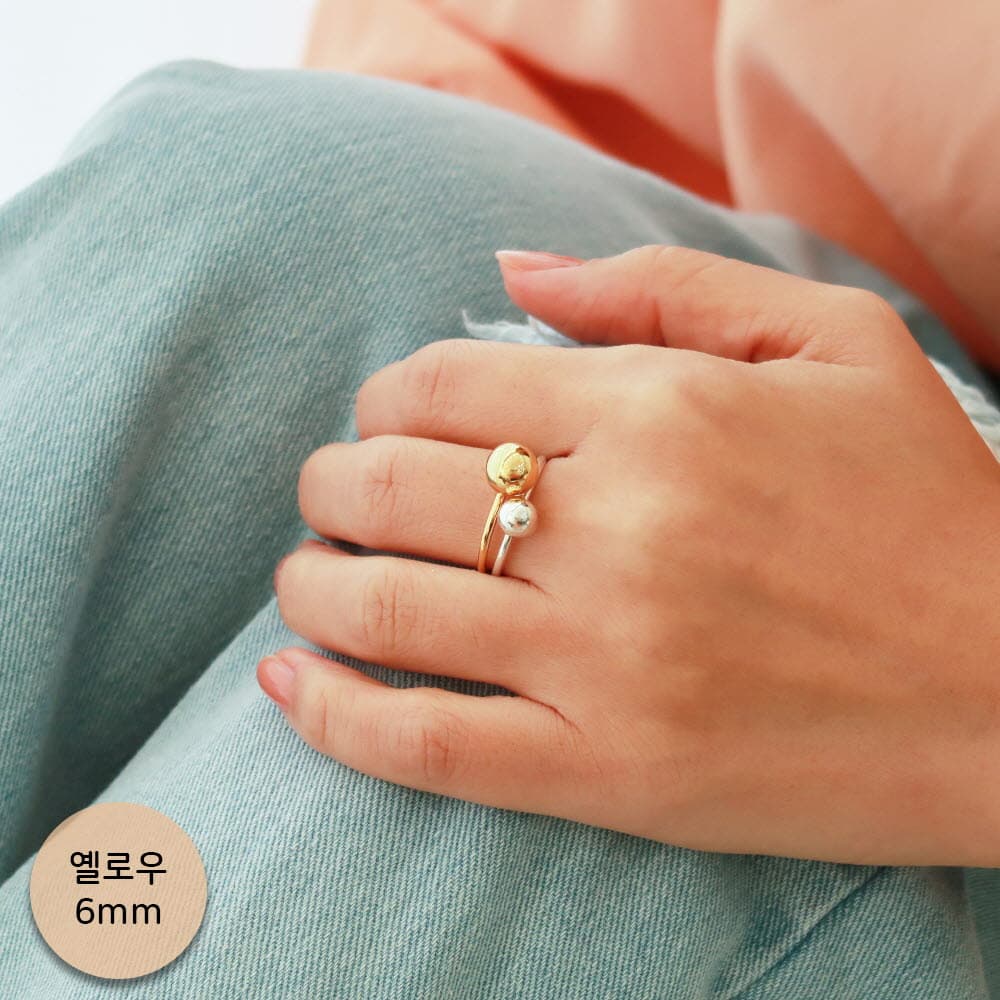 오로라 부티크 실버925 버블링 은반지 6mm 옐로우