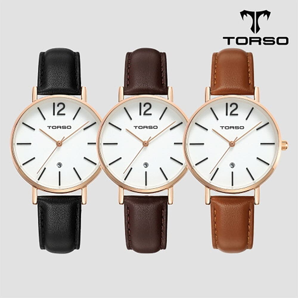 토르소 도로스 데이트 워치 여성 가죽 밴드 시계 T101F-RS-L(색상 택1)