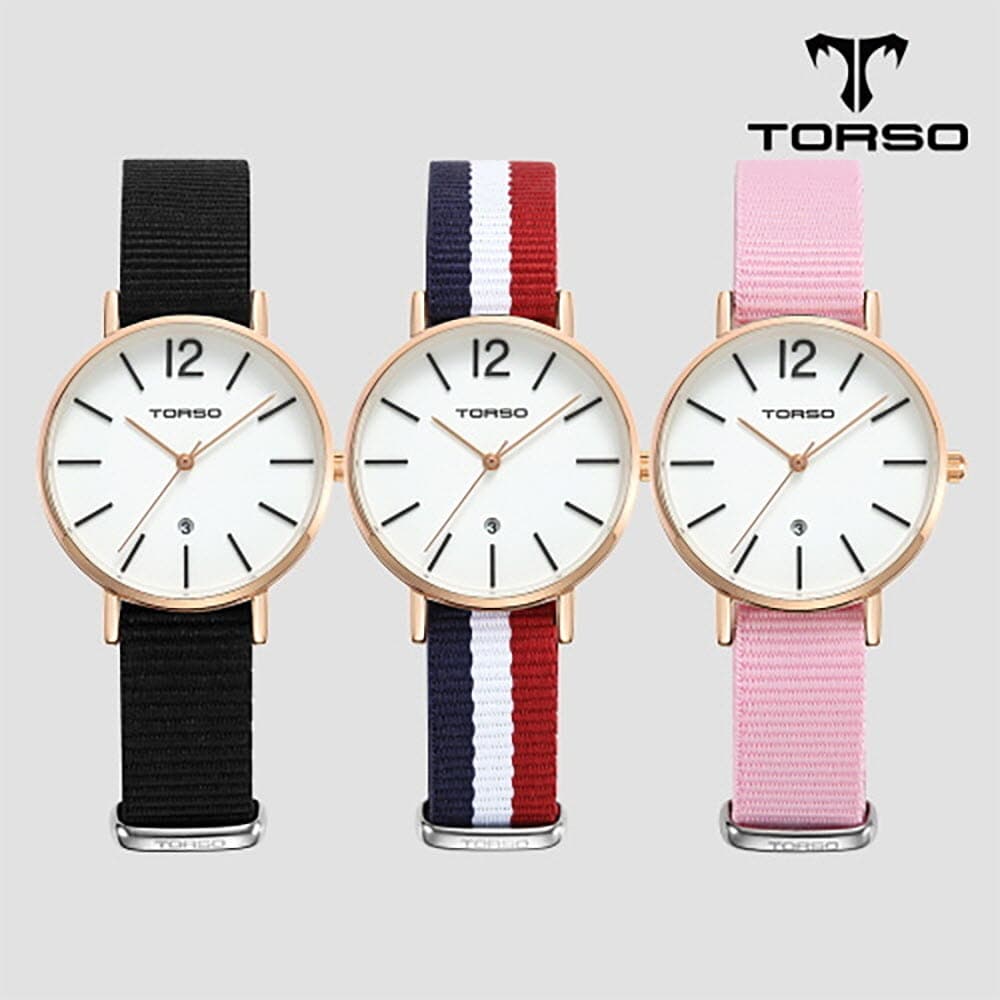 토르소 도로스 데이트 워치 여성 나토 밴드 시계 T101F-RS-N(색상 택1)