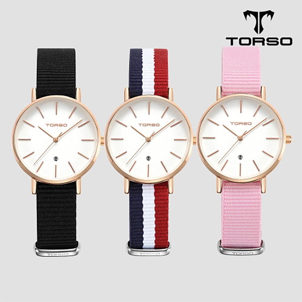 토르소 카리아 데이트 워치 여성 나토 밴드 시계 T102F-RS-N(색상 택1)