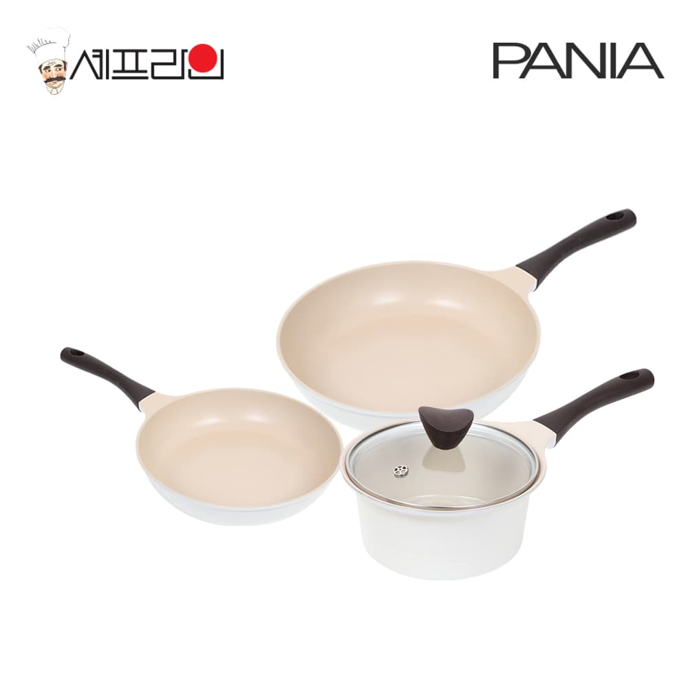 셰프라인 페니아(pania) 인덕션 IH 크림후라이팬,냄비 3종세트(20+24+18편)