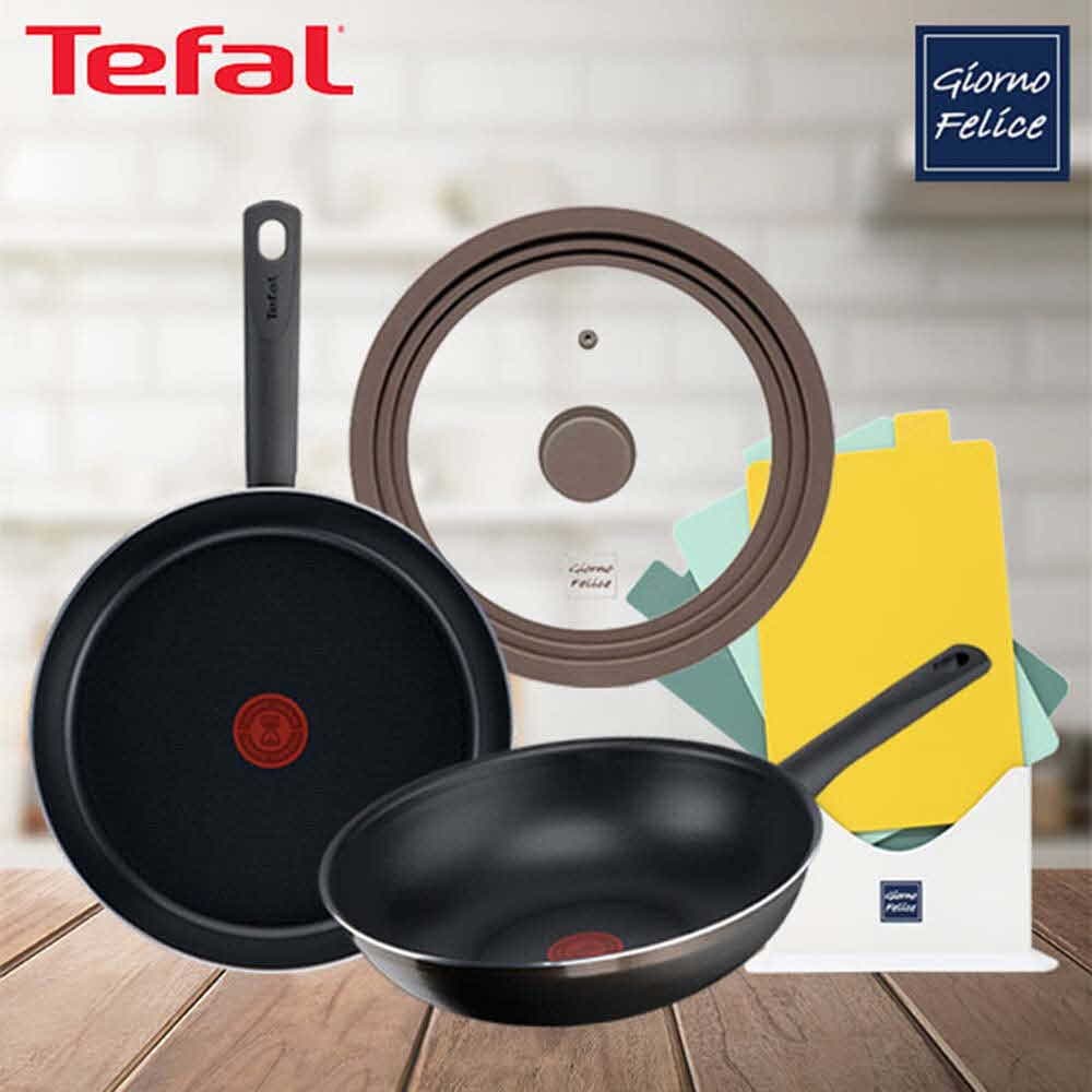 테팔 G6 드레스 블루 프라이팬 28cm+초코브라우니 멀티팬 28cm+죠르노펠리체 인덱스 도마 3P세트+죠르노펠리체 실리콘 멀티 유리 뚜껑 M TFC-DB8CBWICBSMCM
