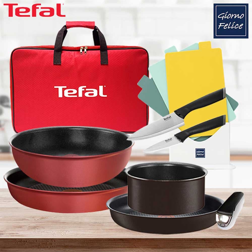 테팔 인덕션 매직핸즈 초콜릿 팬 24cm+냄비 18cm+로즈 서프라이즈 팬 28cm+볶음팬 26cm+안심 손잡이(B)+식과도 2종+죠르노펠리체 인덱스 도마 3P세트+리빙멀티백 TFC-CCMHF4P8RSMHF8W6BHCFCH15FR9ICBMB
