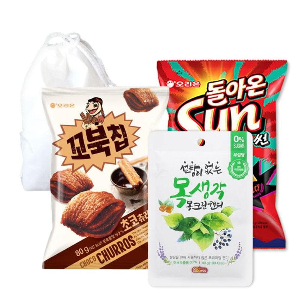 (복주머니중)스낵이필요해3종2호(초코꼬북칩,돌아온썬,무설탕목생각캔디)