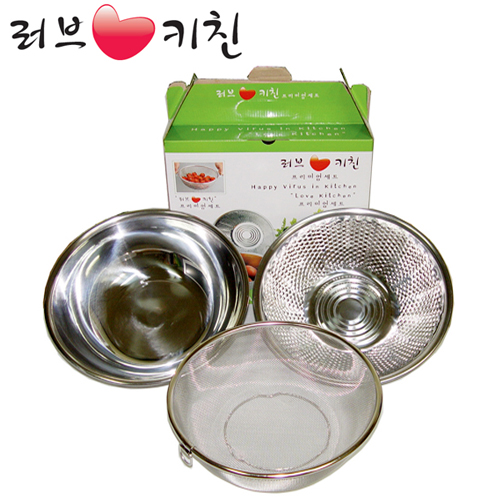 러브키친 프리미엄6호세트 (믹싱볼28.5cm+함지박27.5cml+원형바구니25.5cm) 상세이미지