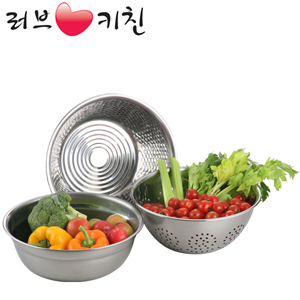 러브키친 명품깊은믹싱볼3P세트(양푼이28cm,쌀함박26cm,타공채반24cm) 상세이미지