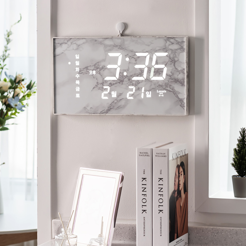 국산 루나리스 GPS수신 LED 벽시계 비앙코 36cm 상세이미지