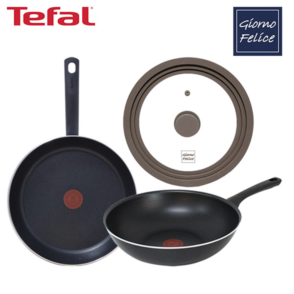 테팔 G6 드레스 블루 프라이팬 28cm+이지앤컴포트 티타늄 멀티팬 28cm+죠르노펠리체 실리콘 멀티 유리 뚜껑 M 상세이미지