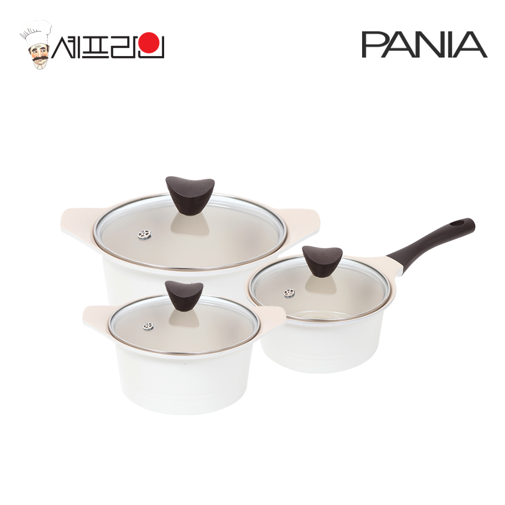 셰프라인 페니아(pania) 인덕션 IH 크림세라믹냄비 3종세트 (18편수+16양수+24양수) 상세이미지