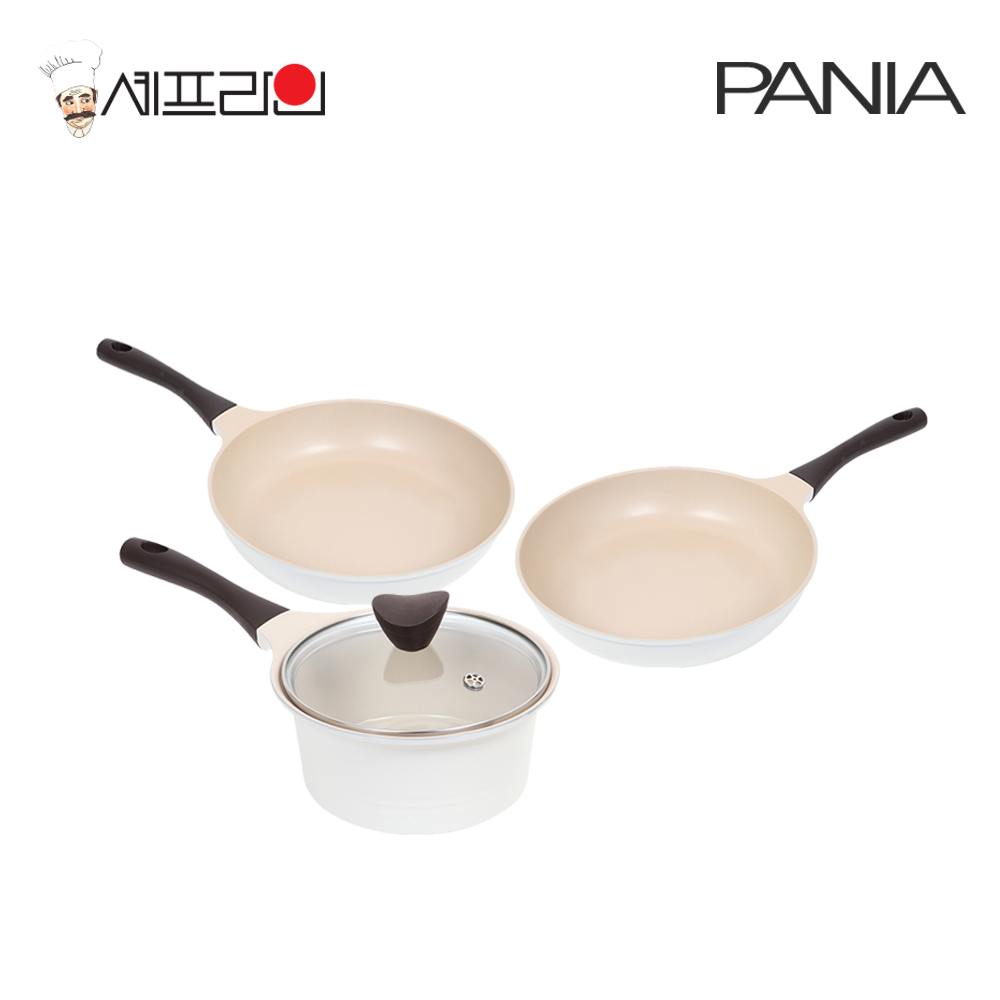 셰프라인 페니아(pania) 인덕션 IH 크림후라이팬,냄비 3종세트(24+28+18편) 상세이미지