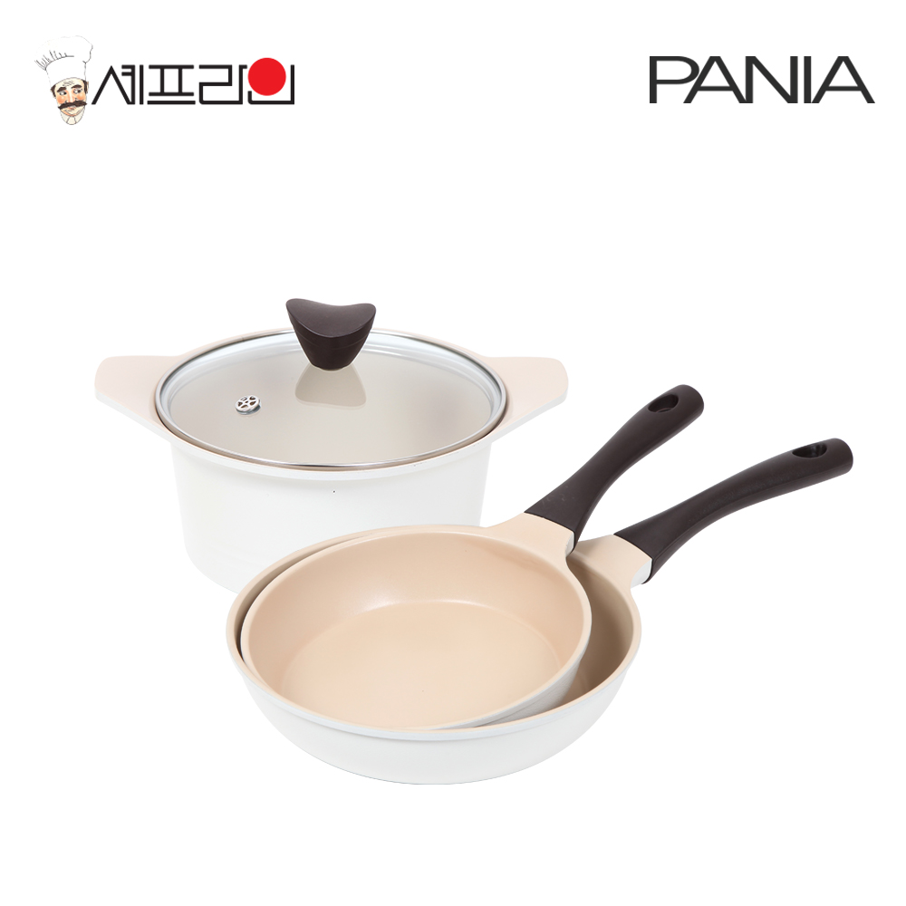 셰프라인 페니아(pania) 인덕션 IH 크림후라이팬,냄비 3종세트(24+28궁+24양) 상세이미지