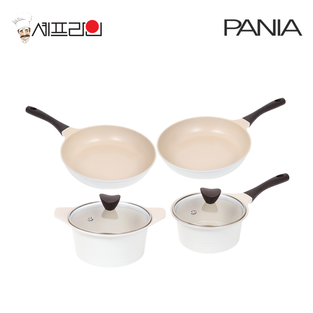 셰프라인 페니아(pania) 인덕션 IH 크림후라이팬,냄비 4종세트(20+24후+16양+18편수) 상세이미지