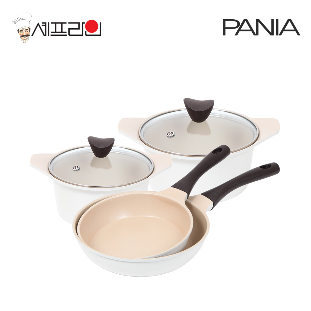 셰프라인 페니아(pania) 인덕션 IH 크림후라이팬,냄비 4종세트(20+24후+20양+24양) 상세이미지