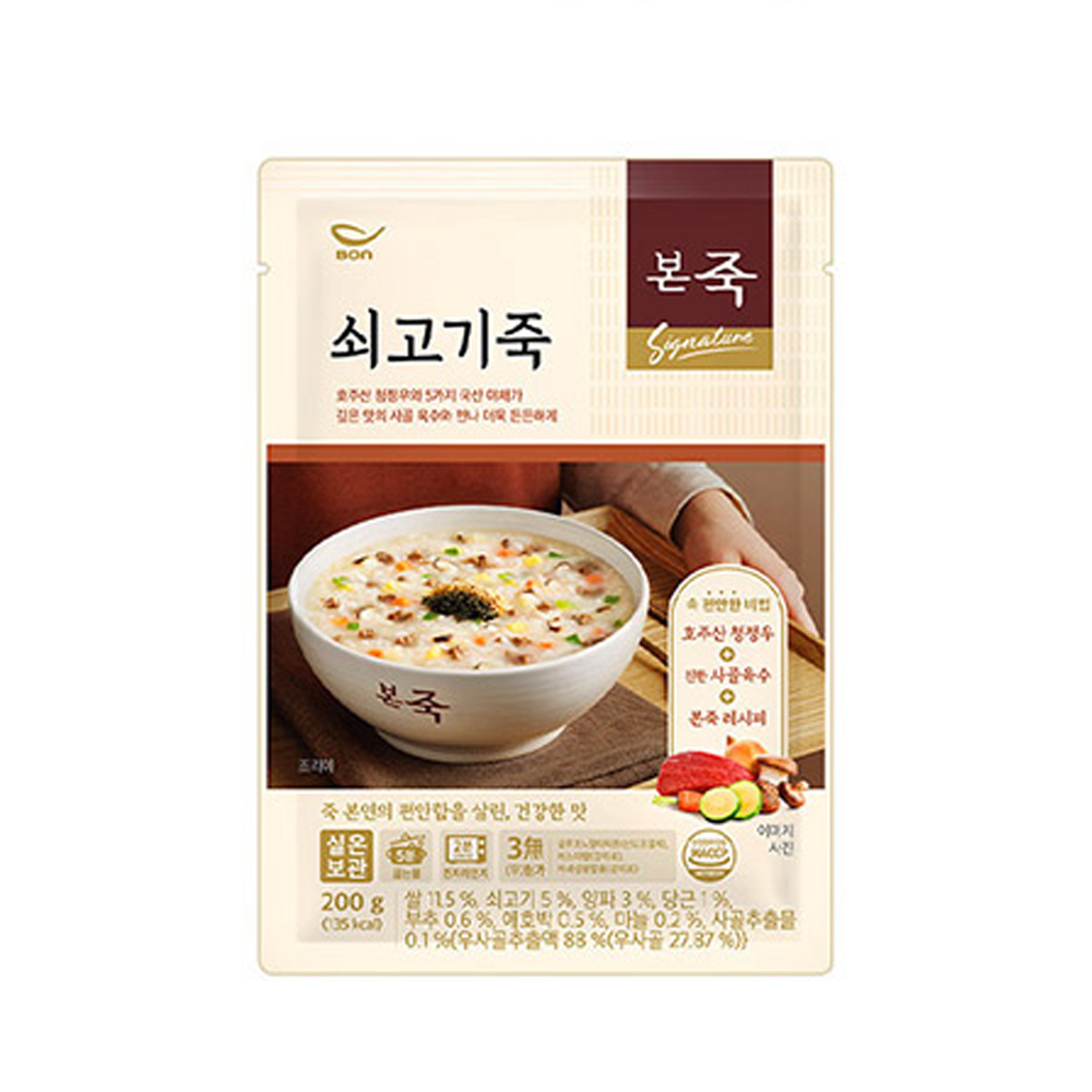 본죽 간편조리 파우치 쇠고기죽 200g 상세이미지