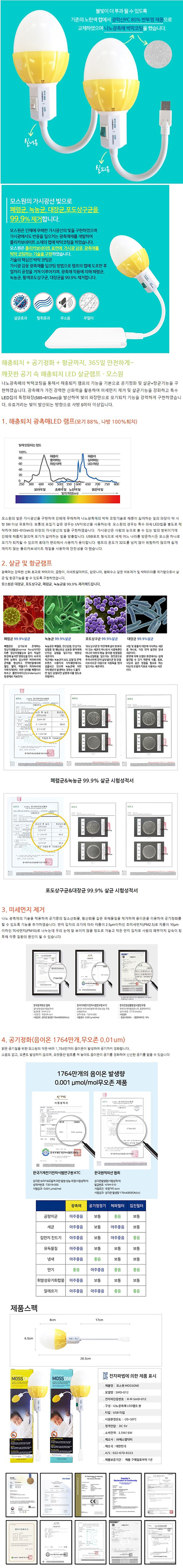 모스원 휴대용 해충퇴치 나노광촉매 SMD-012 실내용 3.5W(스위치화이트) 상세이미지