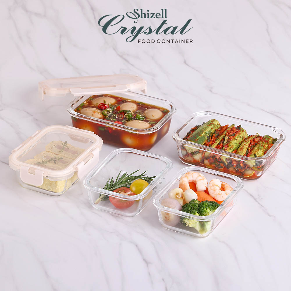 쉬젤 크리스탈 내열밀폐용기 직사각5종세트 (직사각400ml*3ea+640ml*2ea) 상세이미지